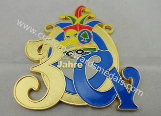 2D oder Karnevals-Medaille 3D CY durch Zinklegierung mit weichem Email, Vergolden, Flachrücken-Seite