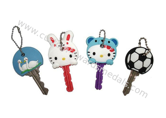 Hello Kitty-Karikatur-Schlüssel-Abdeckung, personifiziertes weiches PVC Keychain mit Ball-Kette