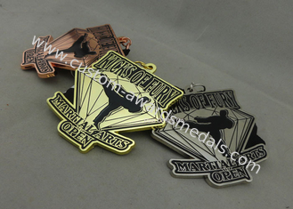 Kundengebundene Kampfkunst-Band-Medaillen, Druckguss-Email-Medaille mit sublimierter Abzugsleine