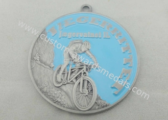 Fahrrad-Sport-Email-Medaillen-Messing gestempelt mit antiker Versilberung