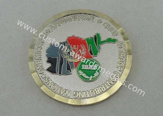 Zwei Töne, die ISAF-Militärmessingmünzen-weiches Email 1,75 Zoll überziehen