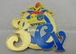 2D oder Karnevals-Medaille 3D CY durch Zinklegierung mit weichem Email, Vergolden, Flachrücken-Seite