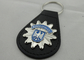 Leder Keychain, kundengebundenes Keychains 3D BUNDESPOLIZEI mit Zink-Legierungs-Email-Emblem