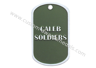 Caleb-Soldaten personifizierten Erkennungsmarke-Halsketten, Zink-Legierungs-kundenspezifische Militärerkennungsmarken mit Vernickelung