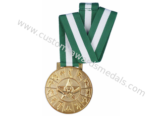Silber und Vergolden 3D tragen Medaille mit langem Band für Sport-Sitzung, Feiertag, Preise zur Schau