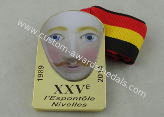 XXV Vergolden-Email-Band-Medaille I Espontole Nivelles 2,5 Zoll
