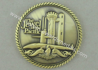 Zink-Legierung Druckguss-personifizierte Münzen für Juwel des Pazifiks, antikes Vergolden mit Seil-Rand