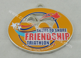 Synthetische Freundschafts-Medaillen-Vernickelung 2,5 Zoll für USA-Triathlon