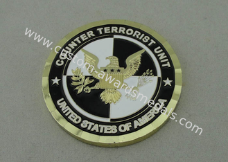 Die 1 3/4 Zoll-kundenspezifischen Militärmünzen widersprechen Terroristen, den die Einheit, die Messing ist, geschlagen sterben, der verpackten Klarsichtschachtel